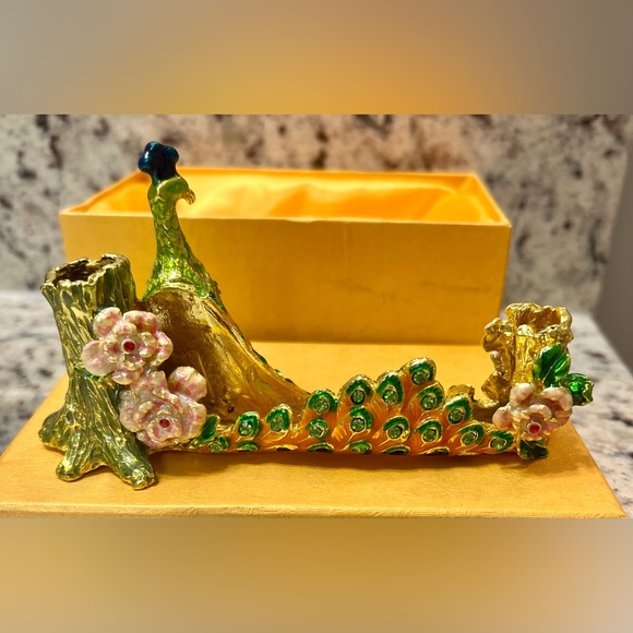 Pen Holder, Brass Pen Holder Card Holder,Brass Gold Plated Stones Meenakari Work - Picture 3 of 6